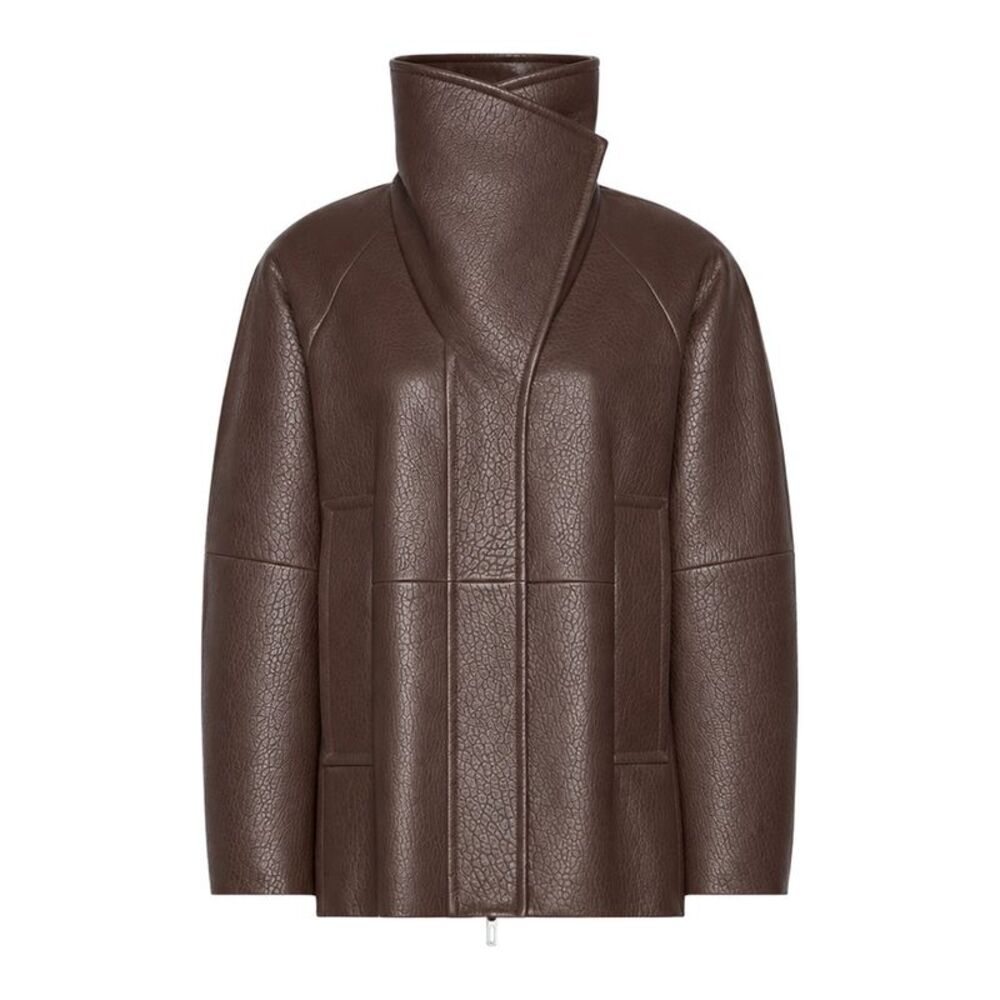 Sportmax Women Moka Leather Salaggio Jacket